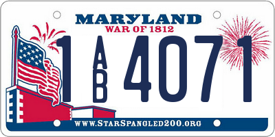 MD license plate 1AB4071