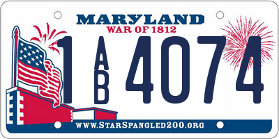 MD license plate 1AB4074