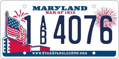 MD license plate 1AB4076