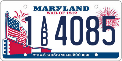 MD license plate 1AB4085