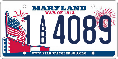 MD license plate 1AB4089