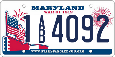 MD license plate 1AB4092