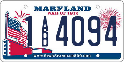 MD license plate 1AB4094