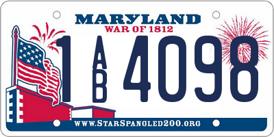 MD license plate 1AB4098