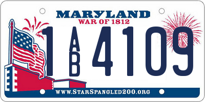 MD license plate 1AB4109
