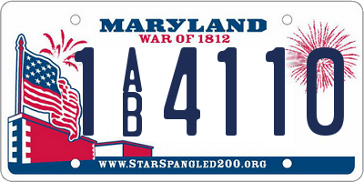 MD license plate 1AB4110