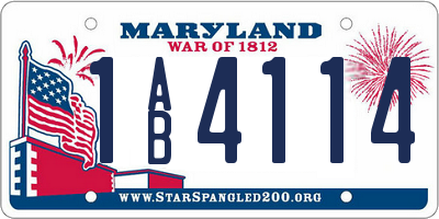 MD license plate 1AB4114