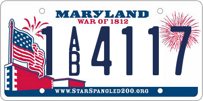 MD license plate 1AB4117