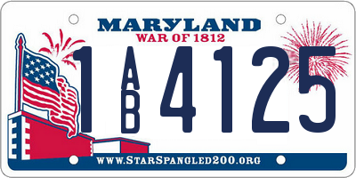 MD license plate 1AB4125