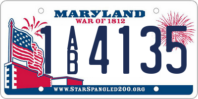 MD license plate 1AB4135