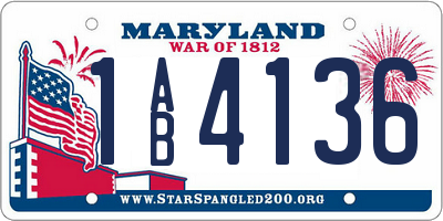 MD license plate 1AB4136