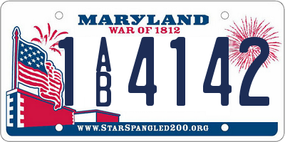MD license plate 1AB4142