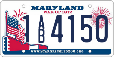 MD license plate 1AB4150