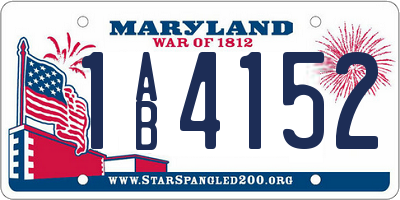 MD license plate 1AB4152