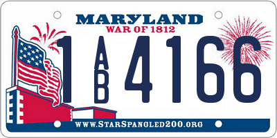 MD license plate 1AB4166