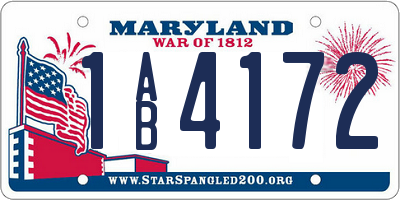 MD license plate 1AB4172