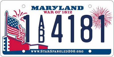 MD license plate 1AB4181