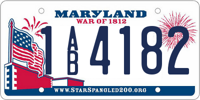 MD license plate 1AB4182