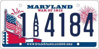 MD license plate 1AB4184