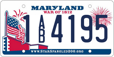MD license plate 1AB4195