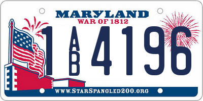 MD license plate 1AB4196