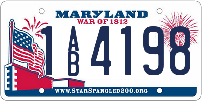 MD license plate 1AB4198