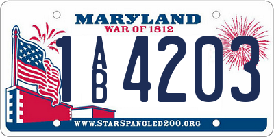 MD license plate 1AB4203