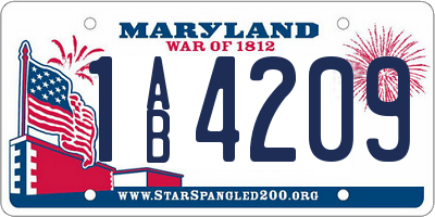 MD license plate 1AB4209