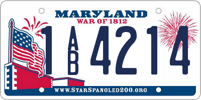 MD license plate 1AB4214