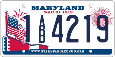 MD license plate 1AB4219