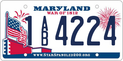MD license plate 1AB4224