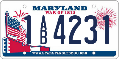 MD license plate 1AB4231