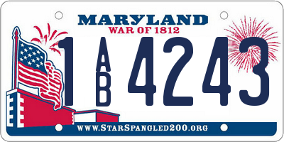 MD license plate 1AB4243