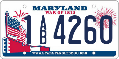 MD license plate 1AB4260