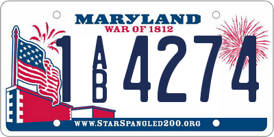 MD license plate 1AB4274