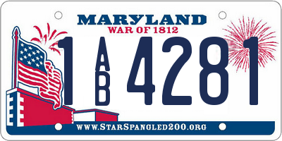 MD license plate 1AB4281