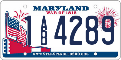 MD license plate 1AB4289