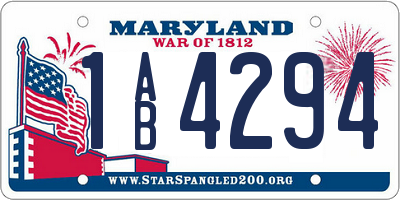 MD license plate 1AB4294