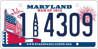 MD license plate 1AB4309