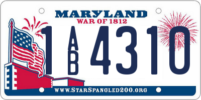 MD license plate 1AB4310