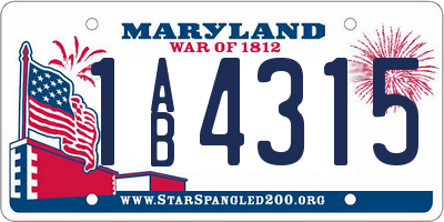 MD license plate 1AB4315