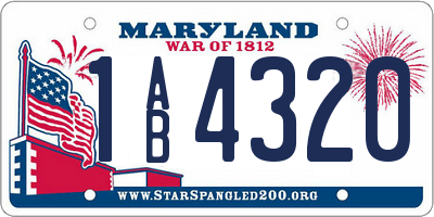 MD license plate 1AB4320