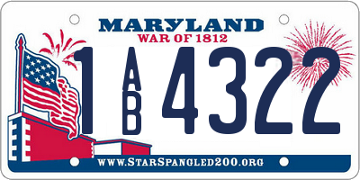 MD license plate 1AB4322