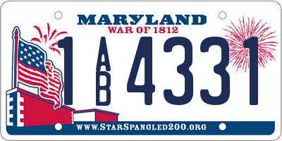 MD license plate 1AB4331