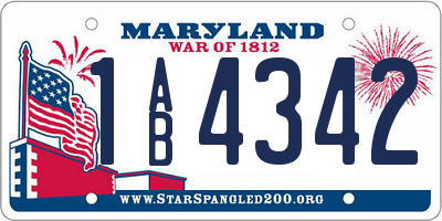 MD license plate 1AB4342