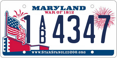 MD license plate 1AB4347