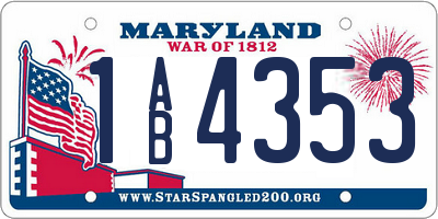 MD license plate 1AB4353