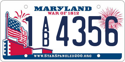 MD license plate 1AB4356