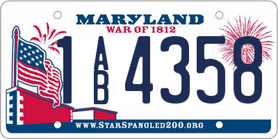 MD license plate 1AB4358
