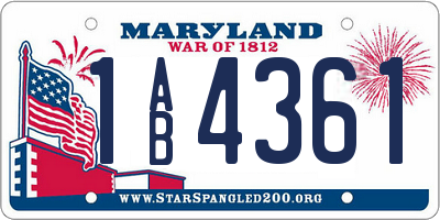 MD license plate 1AB4361